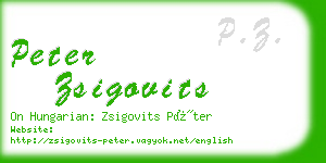 peter zsigovits business card